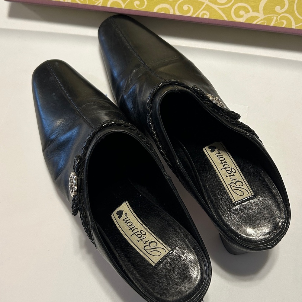 Brighton Black Leather Mules with Silver Accent. Size 9M. Good condition - Picture 2 of 9